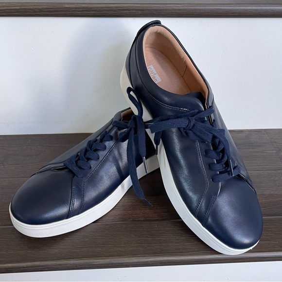 FITFLOP Rally Sneakers Midnight Navy Leather Size 10 - Picture 3 of 10